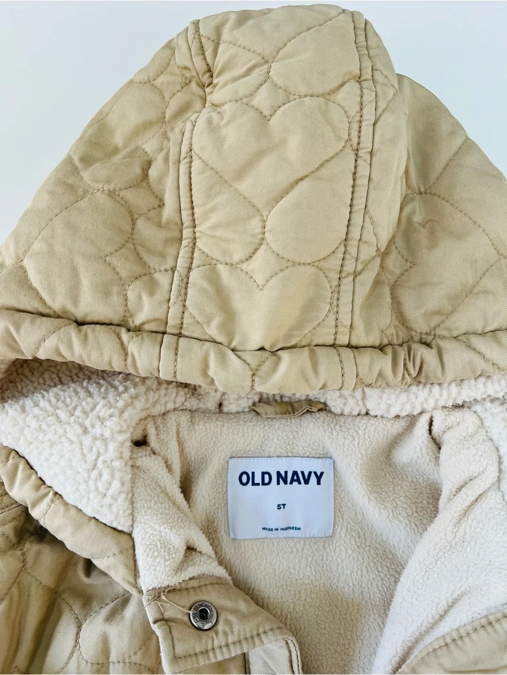Old Navy Quilted Sherpa-Lined Hooded Jacket - British Khaki size 5T